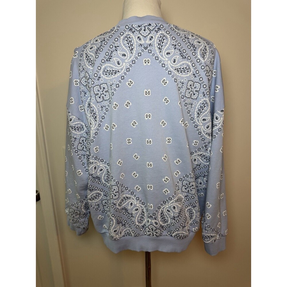 Madame Pauline Vintage Blue Bandana Sweatshirt Cotton Made In Italy One Size - Picture 5 of 8